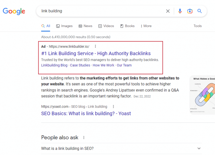 text ads - link building