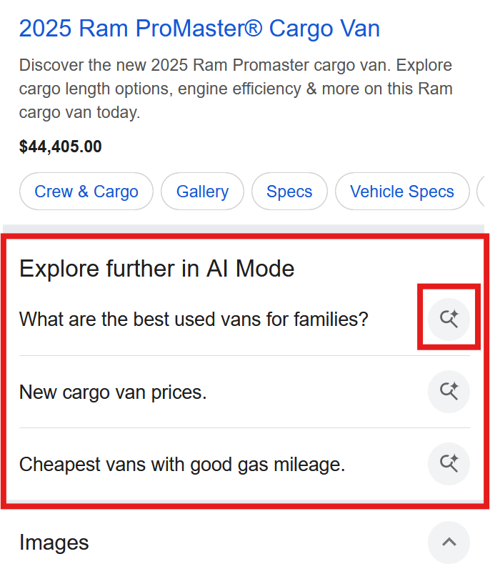 explore further in ai mode - work vans