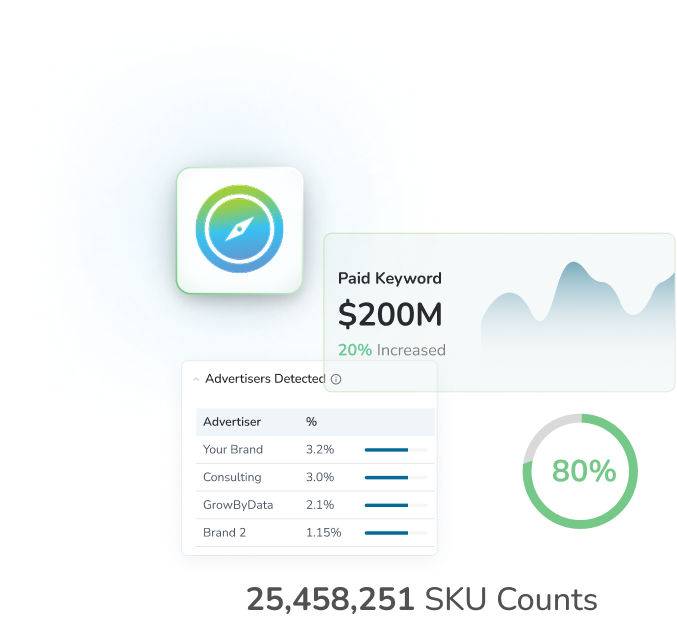 Brand-level ad visibility and competitive coverage at scale.