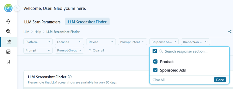 Response-Section-filter-LLM-screenshot